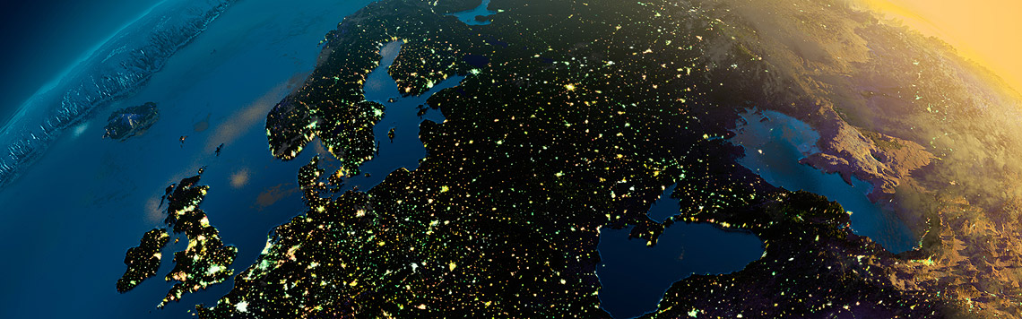 Satellitenbild der Erde bei Nacht